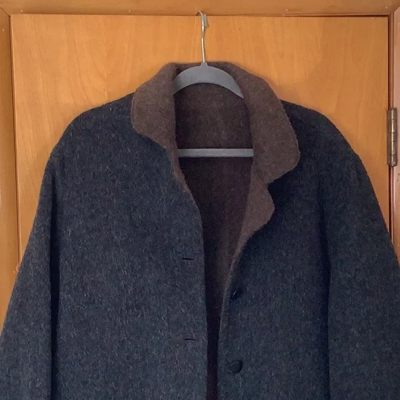 J. Jill Alpaca Lambs wool coat (charcoal/brown, reversible) - Picture 2 of 8